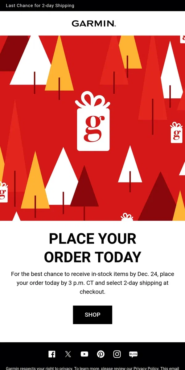 Email from Garmin. Shop Now Before It’s Too Late