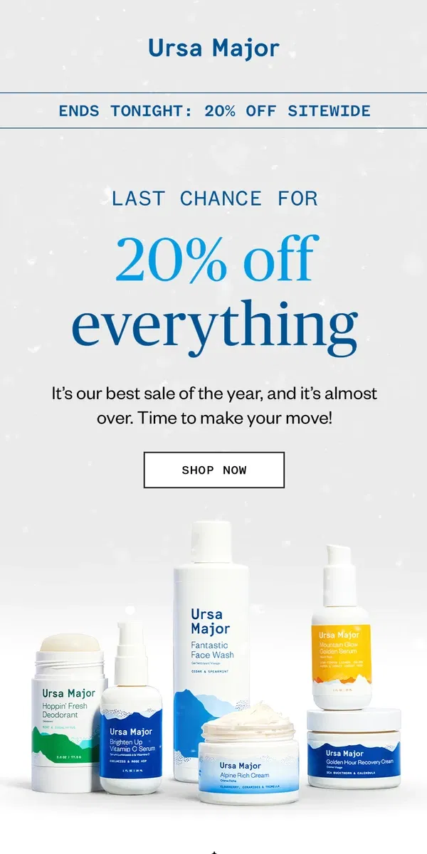 Email from Ursa Major. Our best sale is wrapping up…