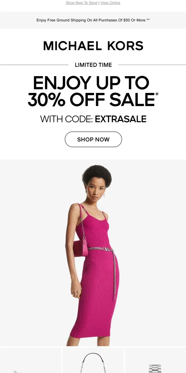 Email from Michael Kors. Up To 30% Off Is Almost Over