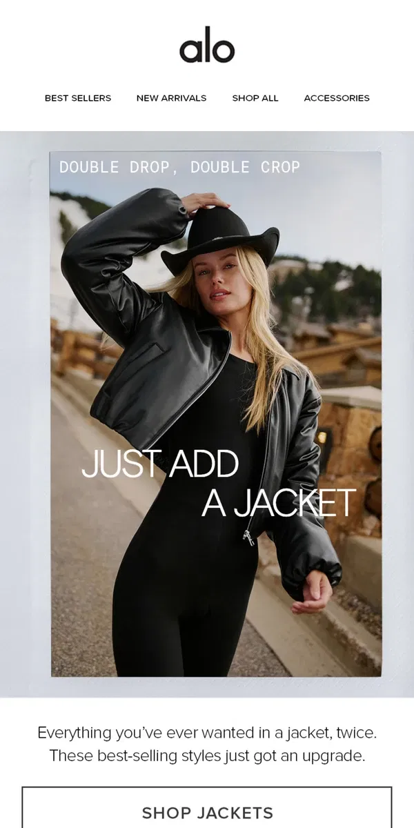 Email from Alo Yoga. 2 new jackets, endless looks