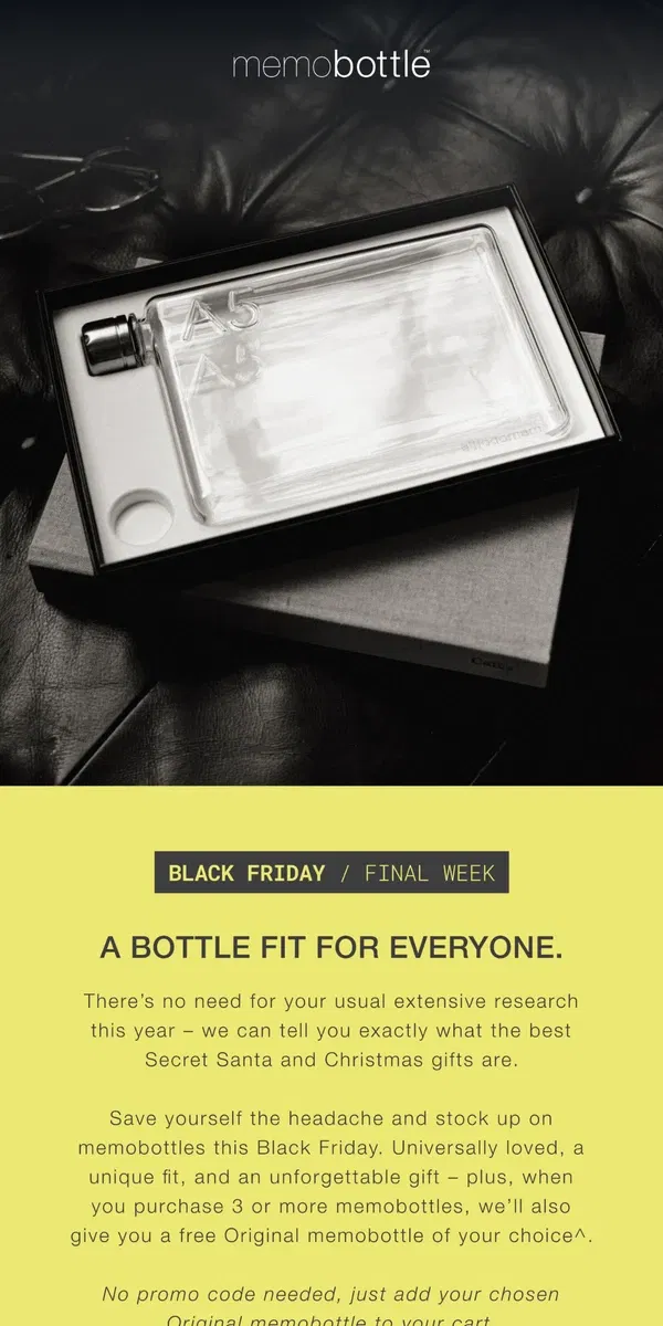 Email from memobottle. A Black Friday gift for you 🖤