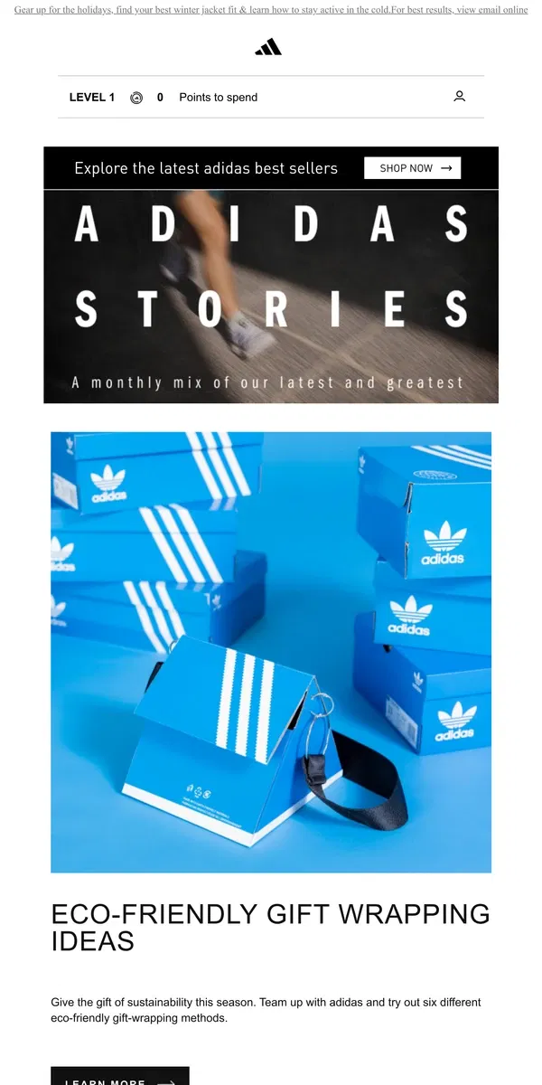 Email from Adidas. adidas Stories: November Edition