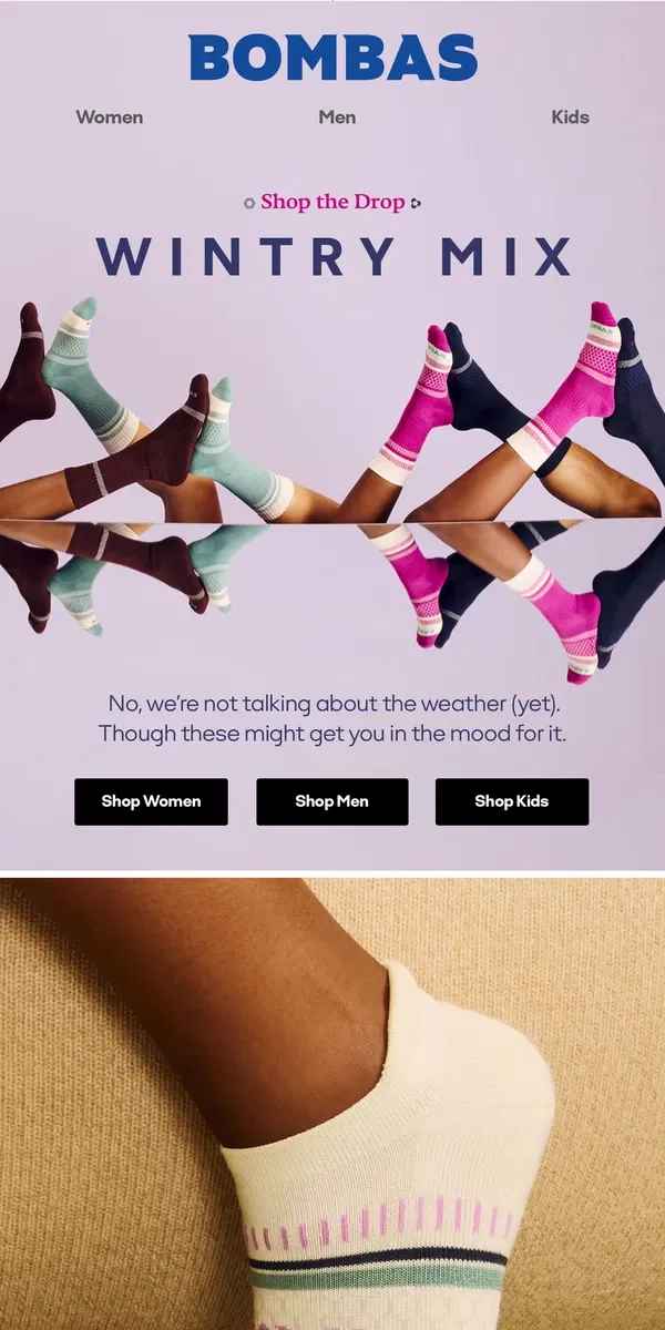 Email from Bombas. The Holiday Drop