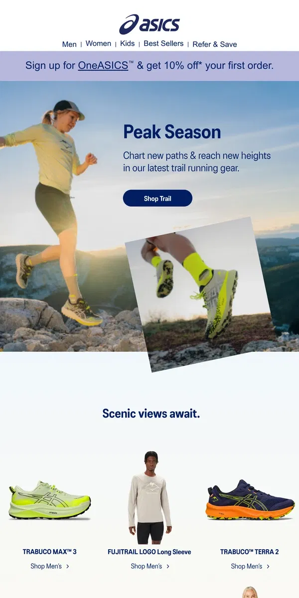 Email from ASICS. For off-road adventures 🍂🌲