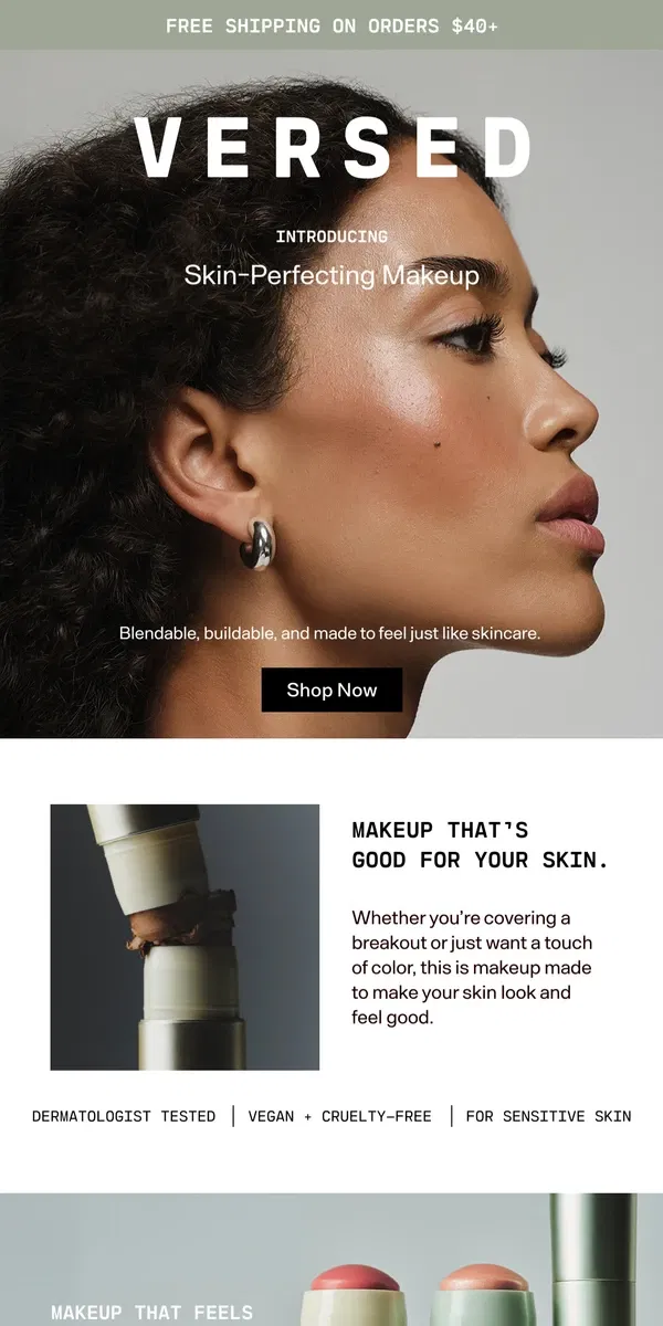 Email from Versed Skin. Skin-Perfecting Makeup Is Here