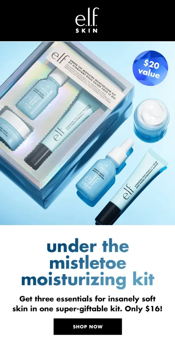 Email from e.l.f.. This $16 gift set = holiday magic 🤩