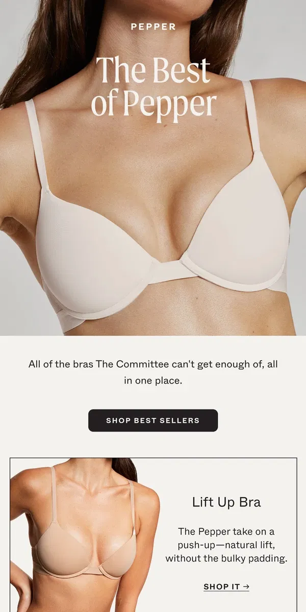 Email from Pepper. The Committee's Favorite Bras