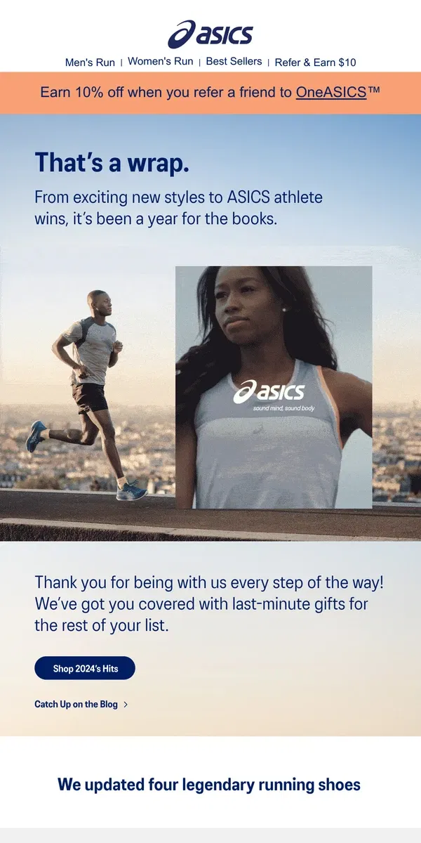 Email from ASICS. Your year with ASICS ⏪