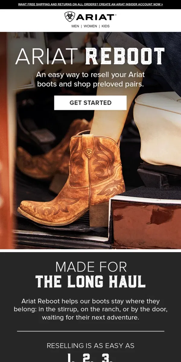 Email from Ariat. Need New Boots? Shop Secondhand