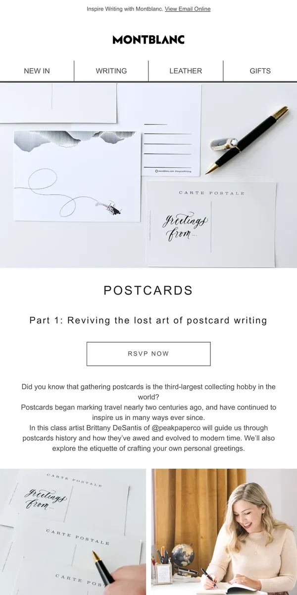 Email from Montblanc. Reviving the lost art of postcard writing