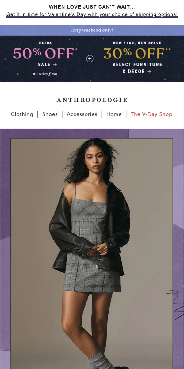 Email from Anthropologie. Meetings to Martinis 🍸 these styles *suit* both