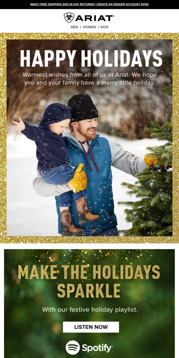 Email from Ariat. Here's to a Magical Holiday Season