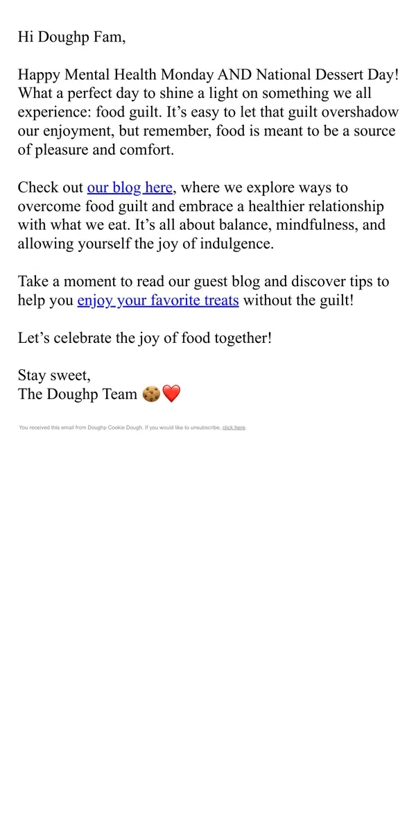 Email from Doughp. It's National Dessert Day! 🍪