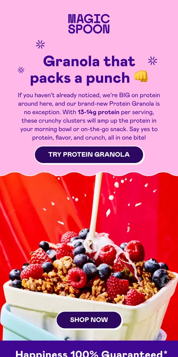 Email from Magic Spoon Cereal. More protein than a typical serving of eggs 😱