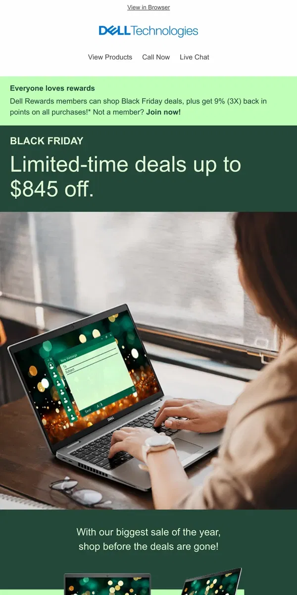 Email from Dell. Black Friday deals are ONLY through 11/30.