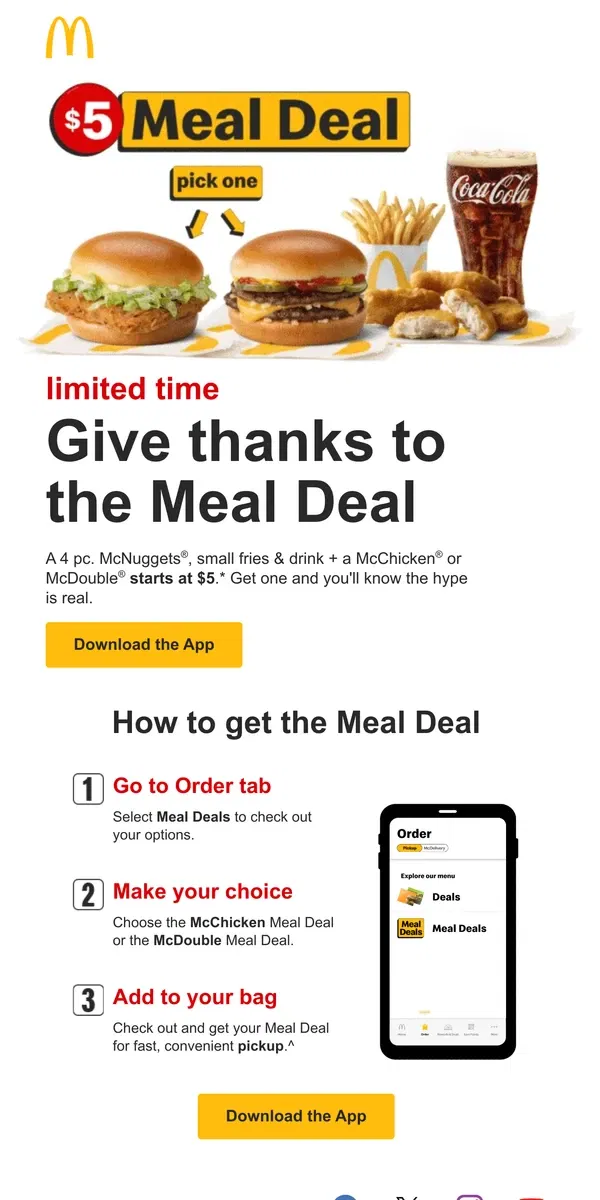 Email from McDonald's. it's hard to not love the Meal Deal