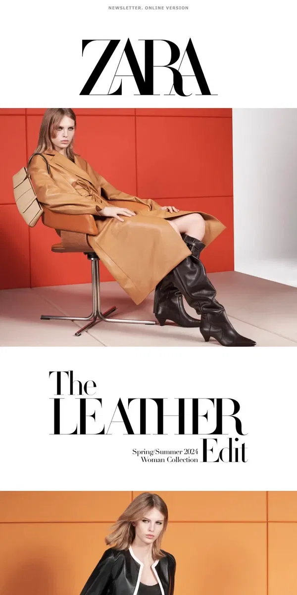 Email from Zara. The Leather Edit #zarawoman