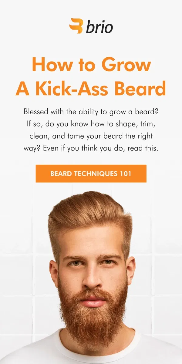 Email from Brio Product Group. Make your beard even more awesome