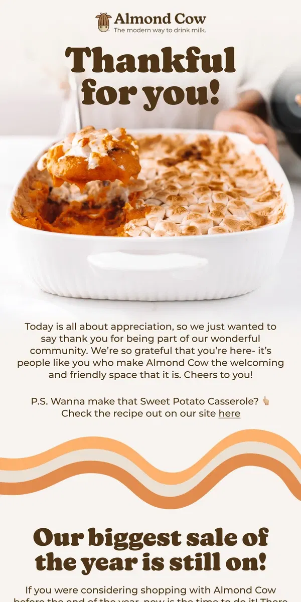 Email from Almond Cow. Grateful for you 🤗