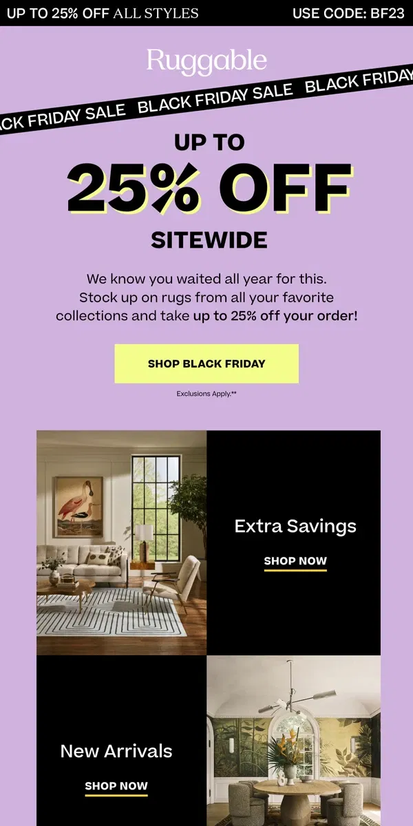 Email from Ruggable. Save BIG for Black Friday