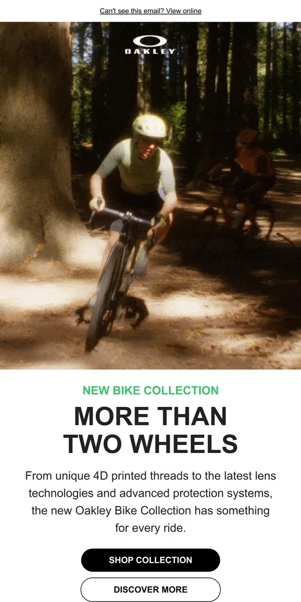 Email from Oakely. Drop Alert: New Bike Collection