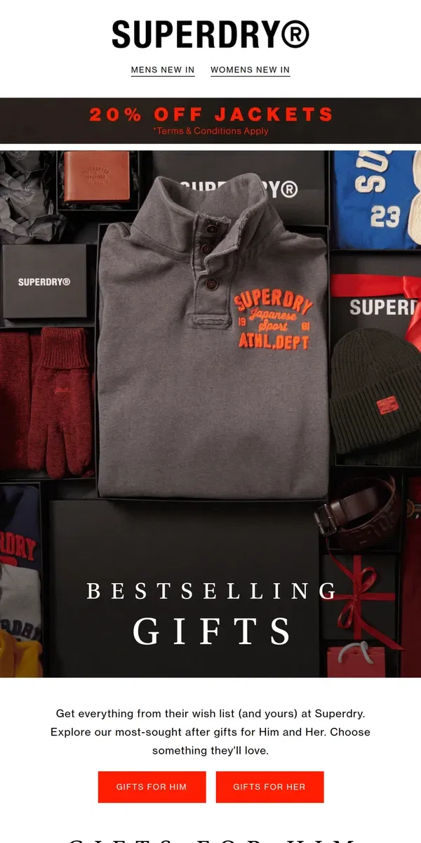 Email from Superdry. The gifting hitlist