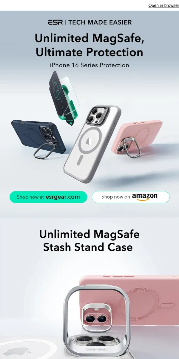 Email from ESR. Unleash the full power of MagSafe for the iPhone 16 series! | ESR