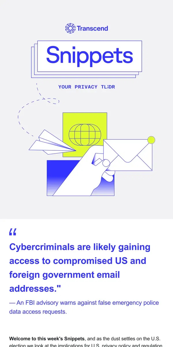 Email from Transcend. Snippets: Privacy under Trump 2.0