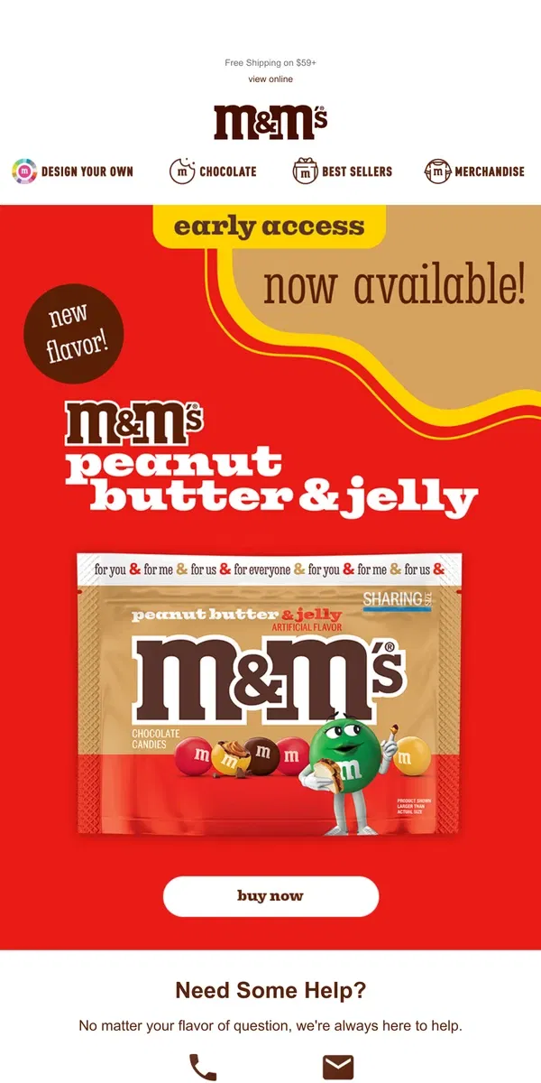 Email from M&M's. Be the FIRST to Shop. It's Peanut Butter Jelly Time!