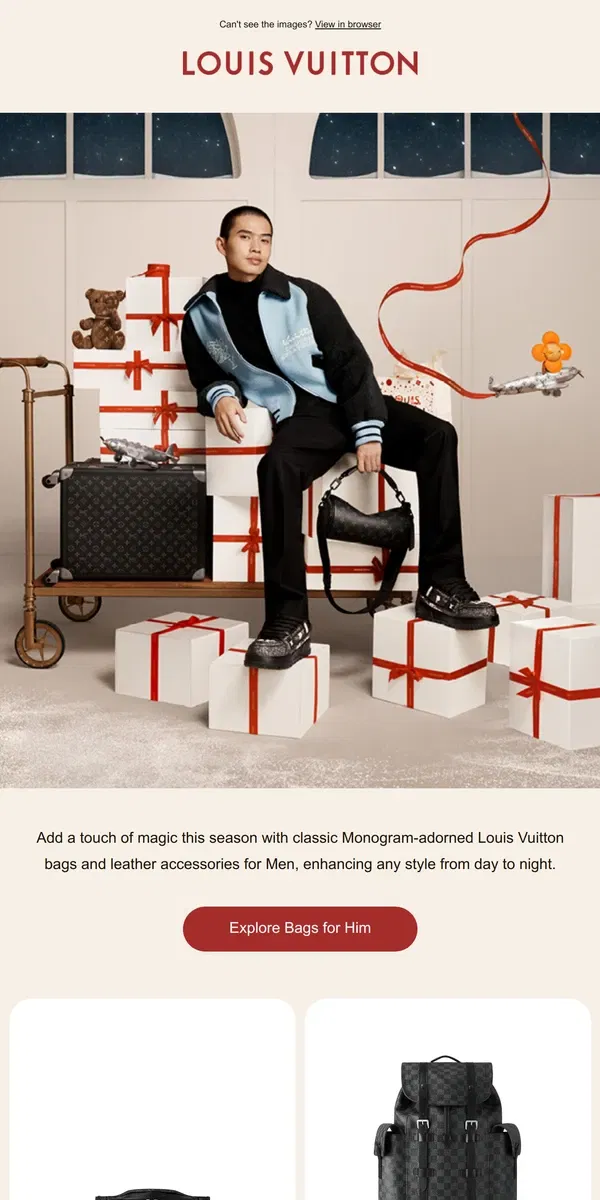 Email from Louis Vuitton. Gifts For Him: Bags And Accessories