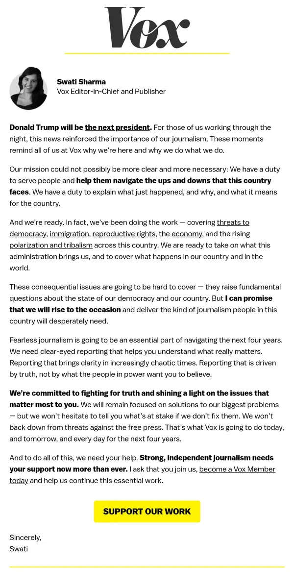 Email from Vox. A time to be fearless