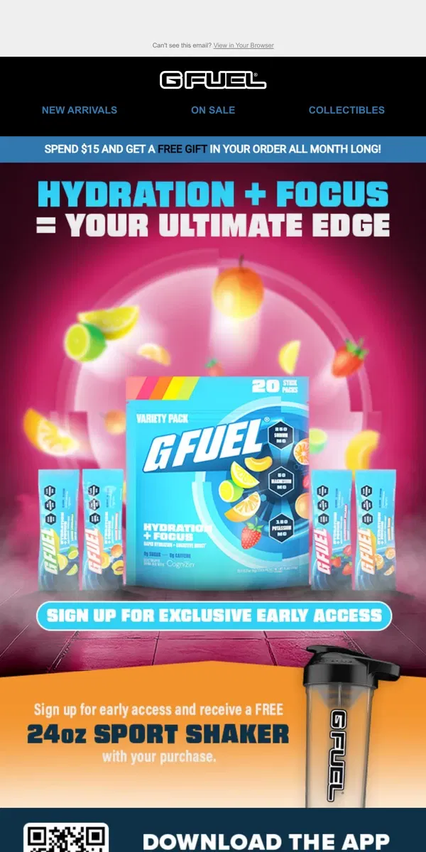 Email from G FUEL. Tomorrow! 💧 Focus Better, Hydrate Smarter