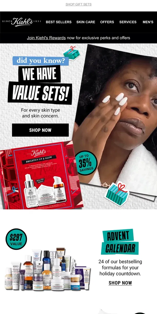 Email from Kiehl's. Save Up to 35% With Our Value Sets🎁💲