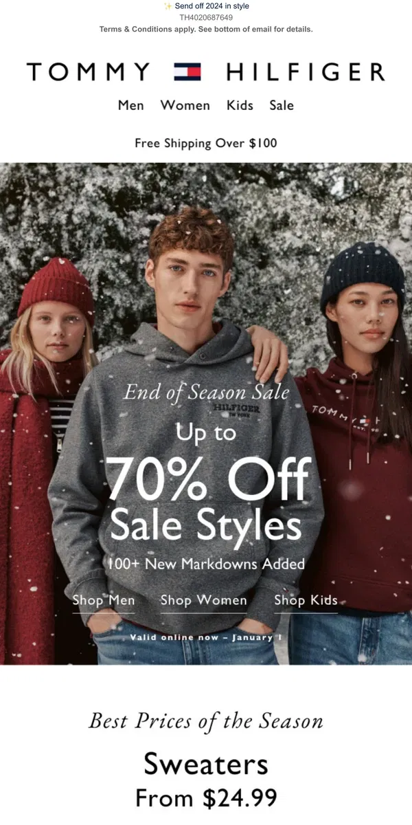 Email from Tommy Hilfiger. Sweaters from $24.99 | Coats from $59.99 | Stock up for 2025