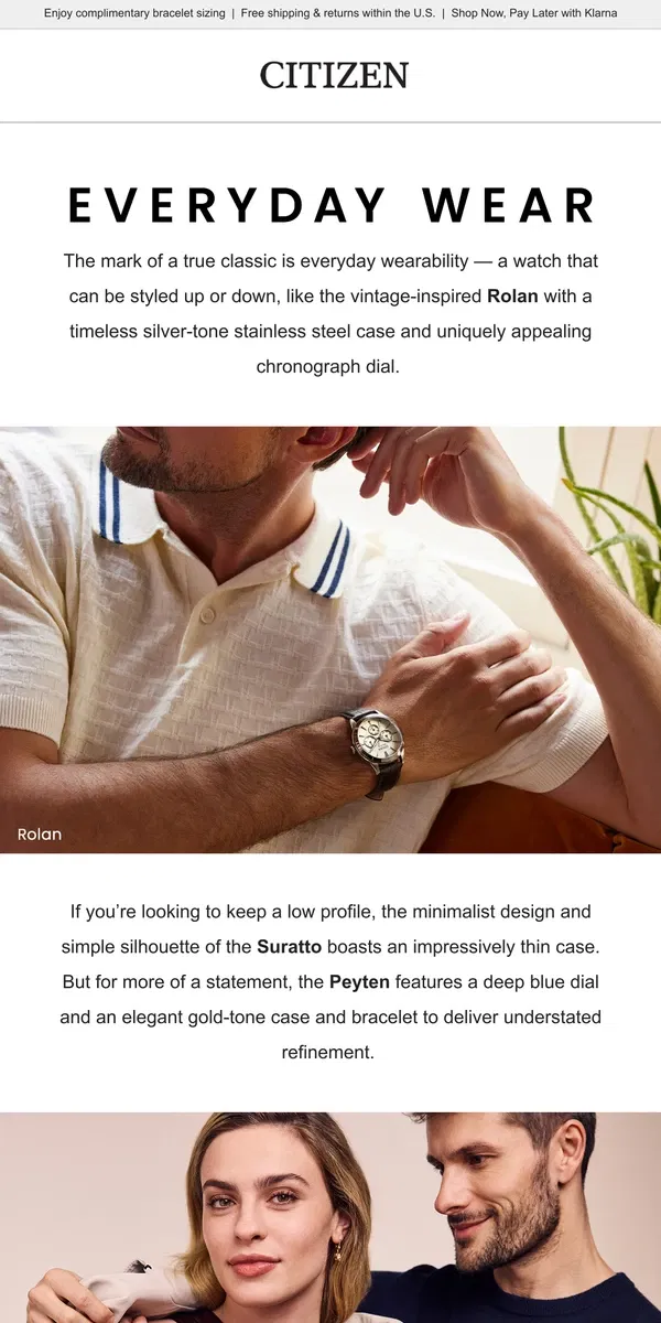 Email from Citizen Watch. Classics for a Reason