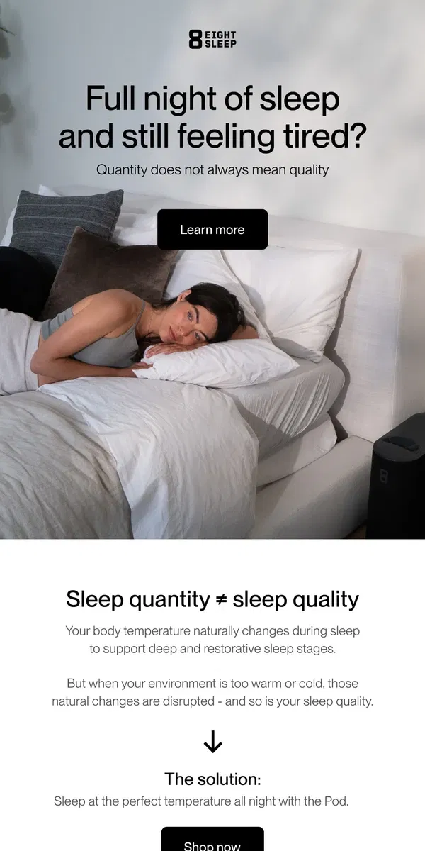 Email from Eight Sleep. Why you’re always tired