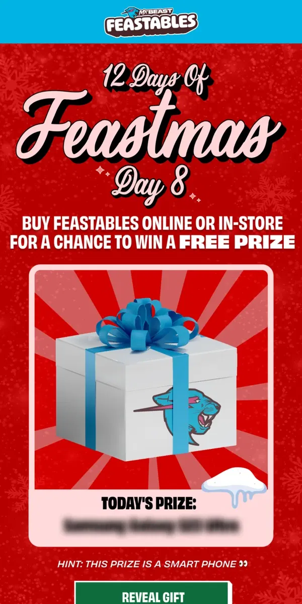 Email from Feastables. Enter to win a free phone 👀