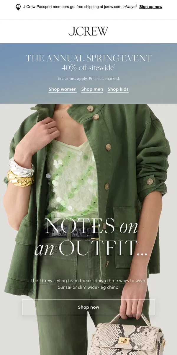 Email from J.Crew. Three ways to wear the sailor chino