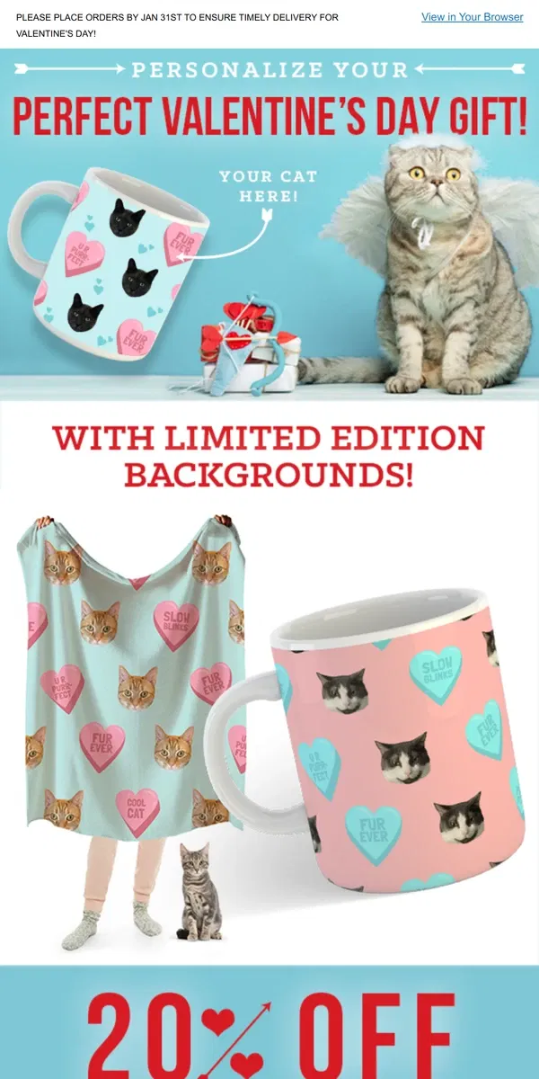 Email from Meowingtons. Print Your Pet For the Purrfect Valentine's Gift! 😻