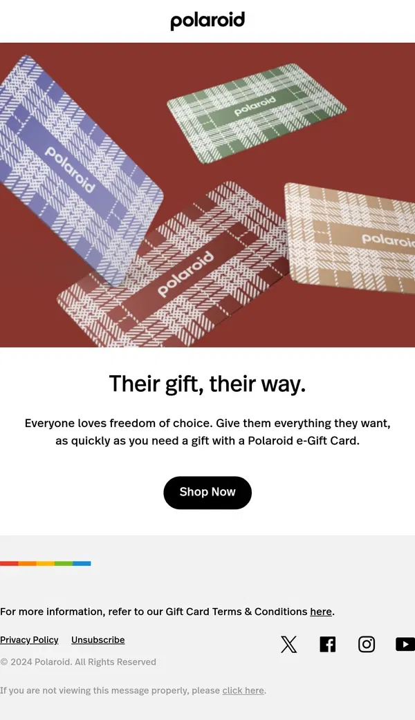 Email from Polaroid. Need a gift yesterday? 🎁