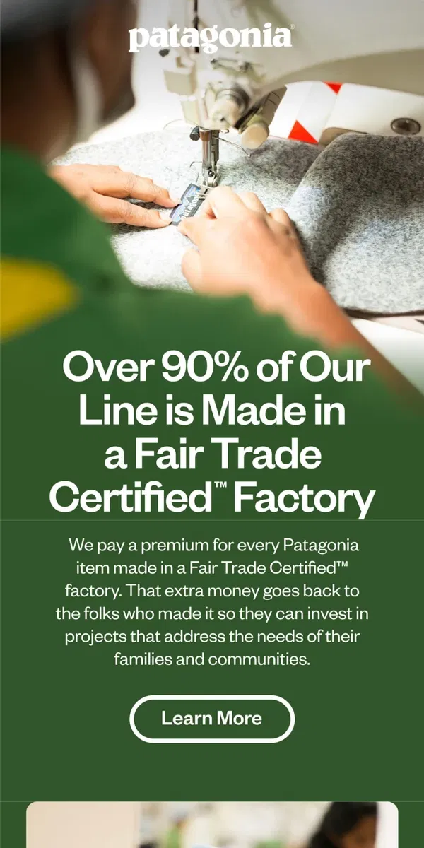 Email from Patagonia. Celebrating 10 years of Fair Trade