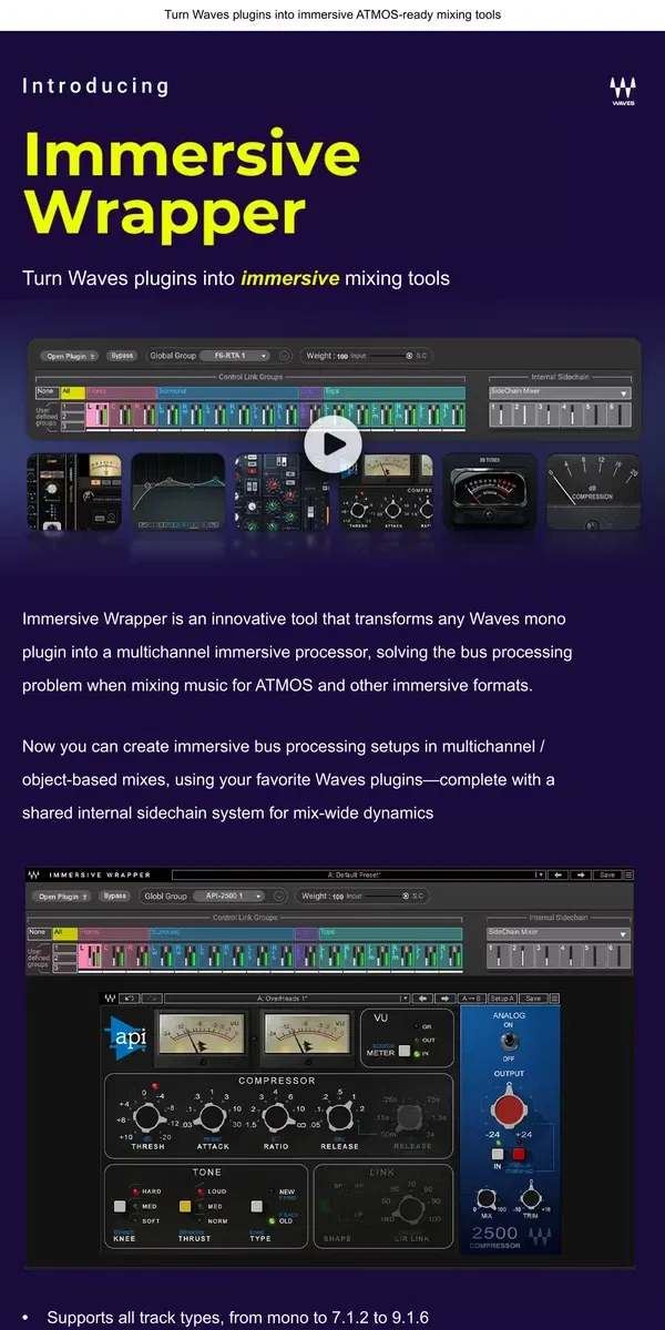 Email from Waves Audio. NEW plugin! Immersive Wrapper