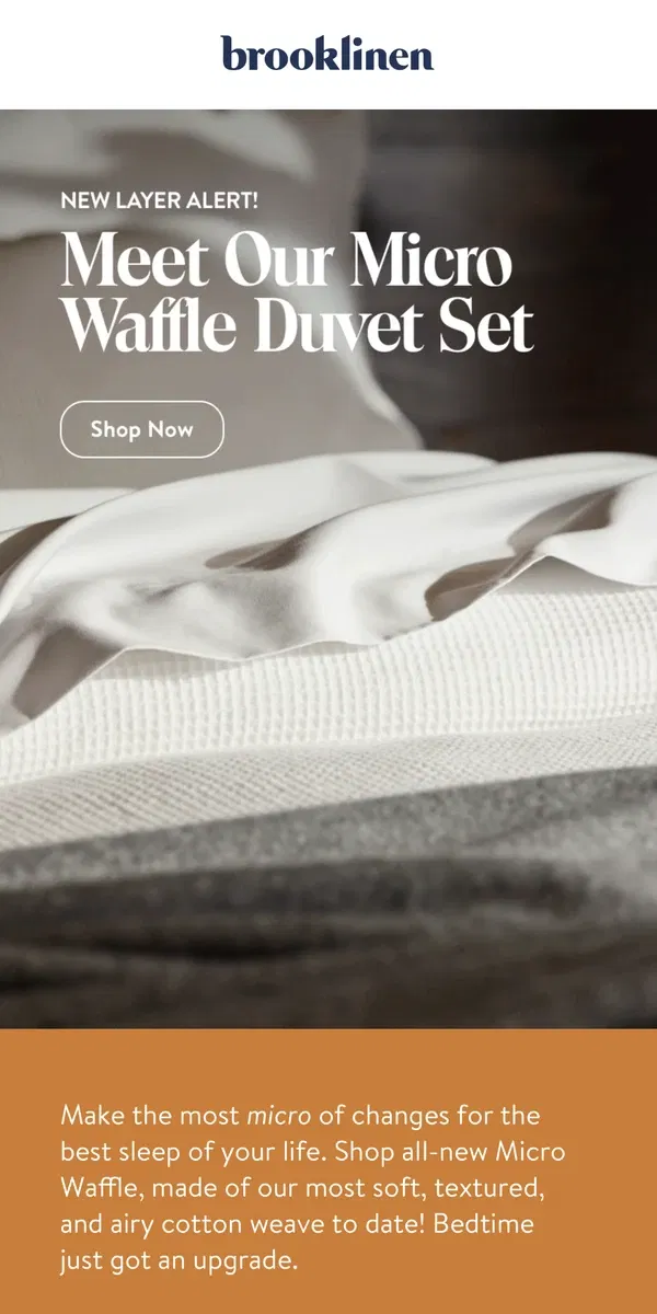 Email from Brooklinen. New Layers Are Landing!