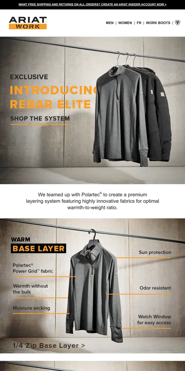 Email from Ariat. Introducing Rebar Elite