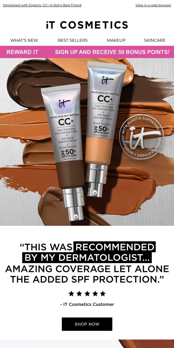 Email from IT Cosmetics. Hello Instant Complexion Perfection!