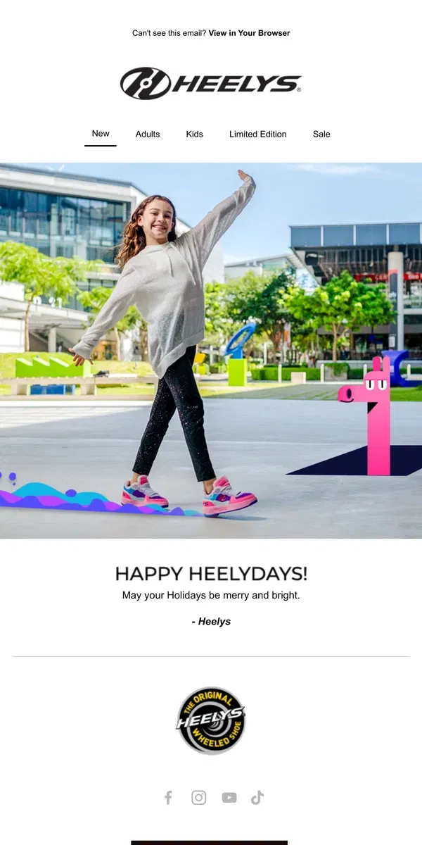 Email from Heelys. Happy Heelydays!