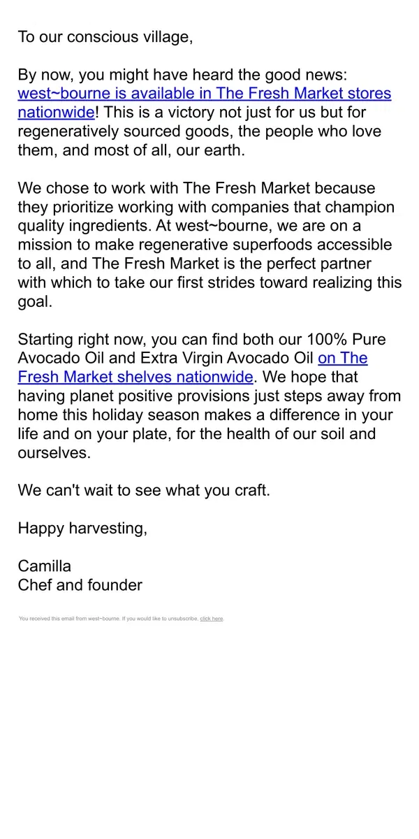 Email from west-bourne. Why We Love  🌱 The Fresh Market