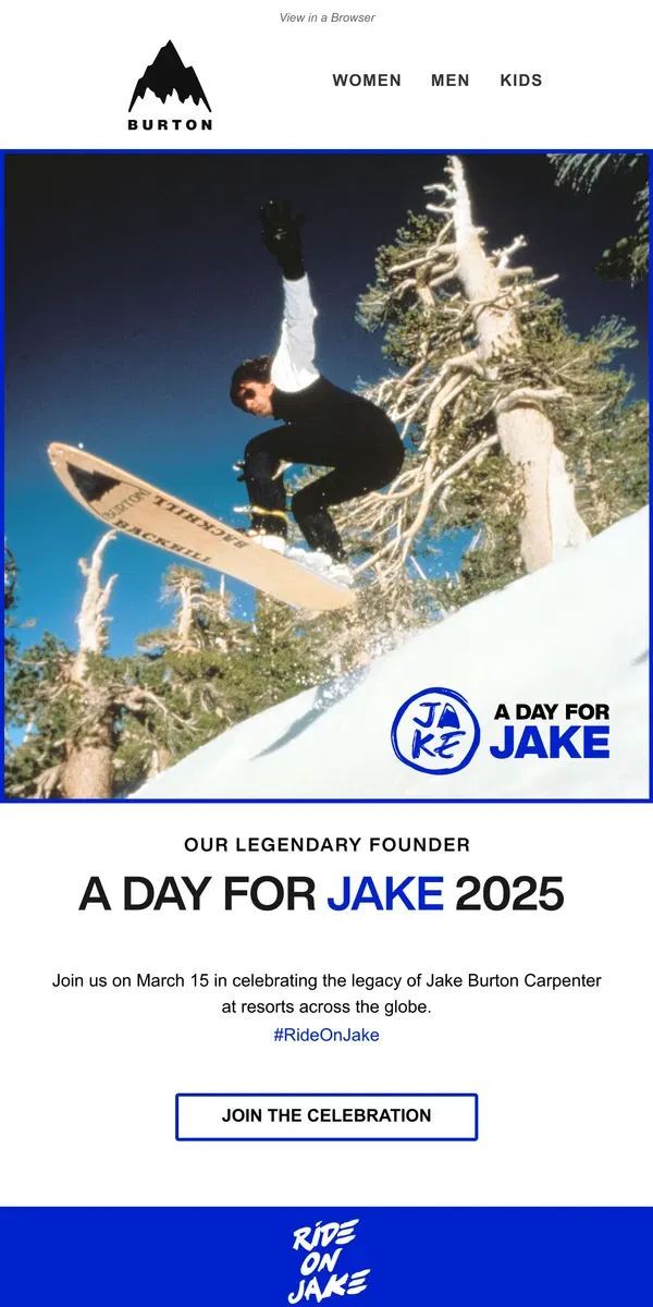 Email from Burton. A Day For Jake is Coming Soon