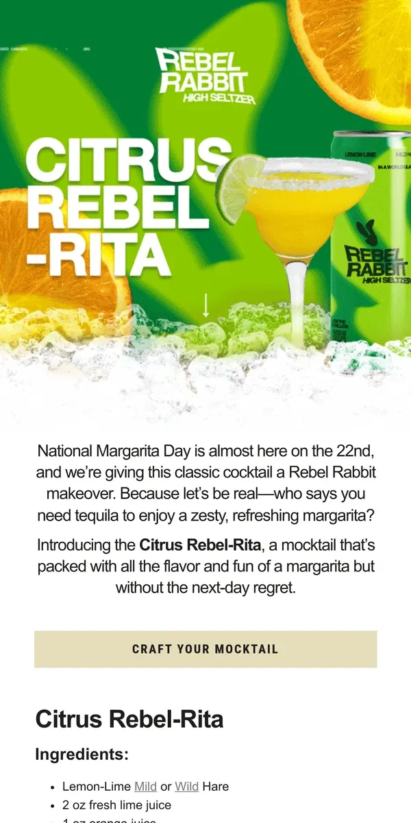 Email from Rebel Rabbit. 🐇 A Margarita Mocktail Worth Celebrating 🍹