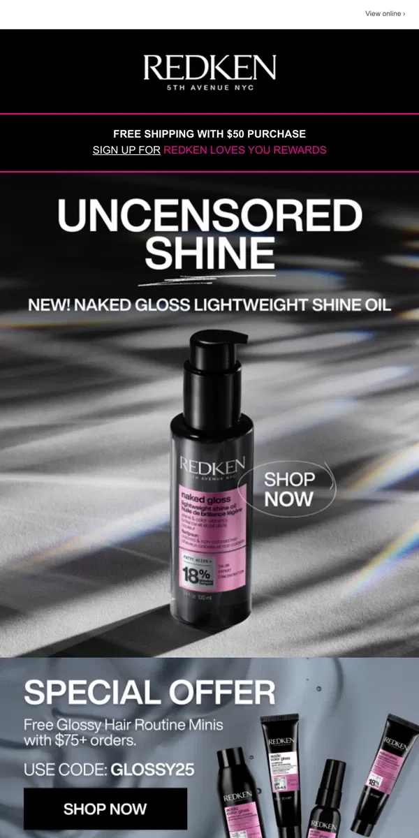 Email from Redken. Ready Set Shine✨ with Acidic Color Gloss